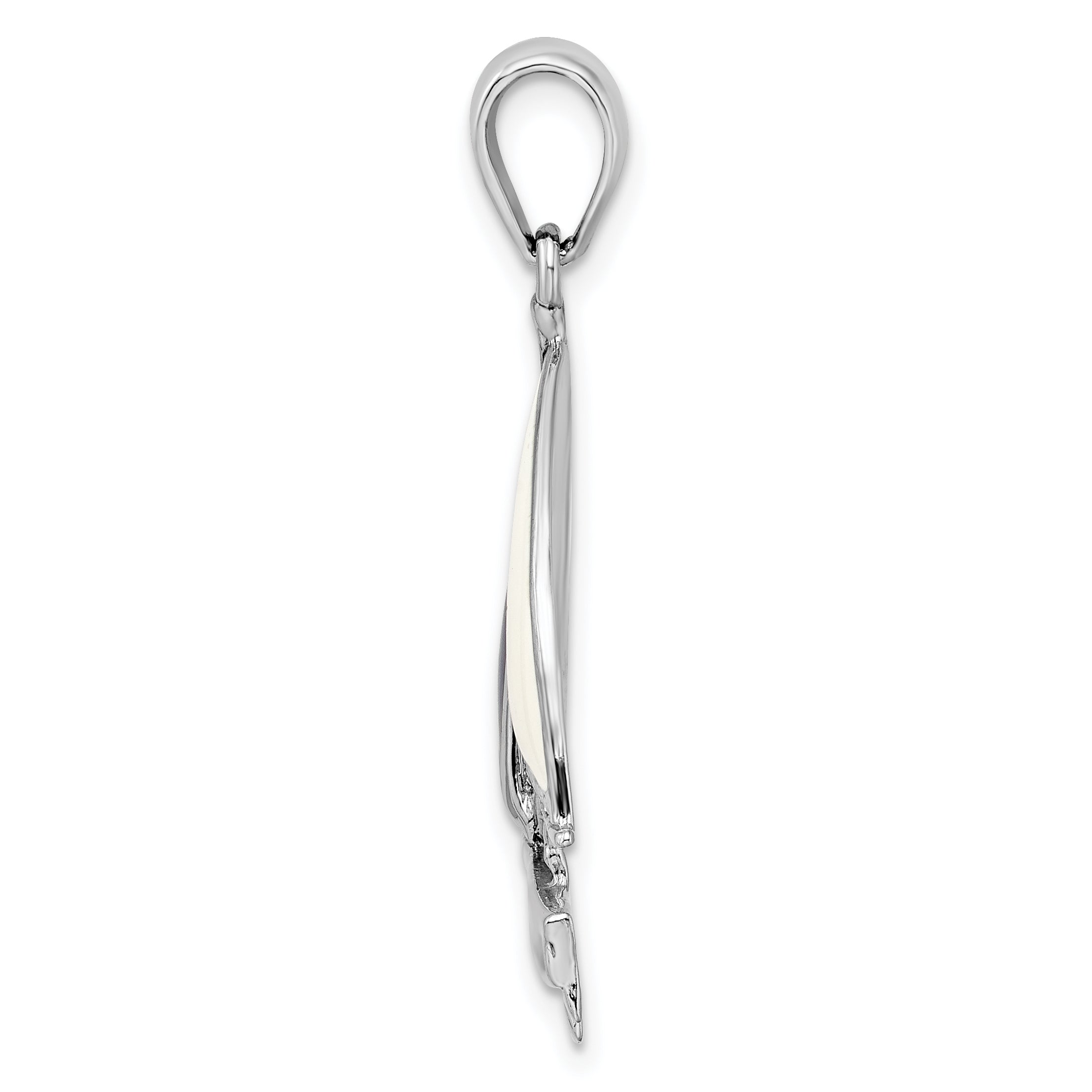 De-Ani Sterling Silver Rhodium-Plated Polished Enameled Sailboat Pendant
