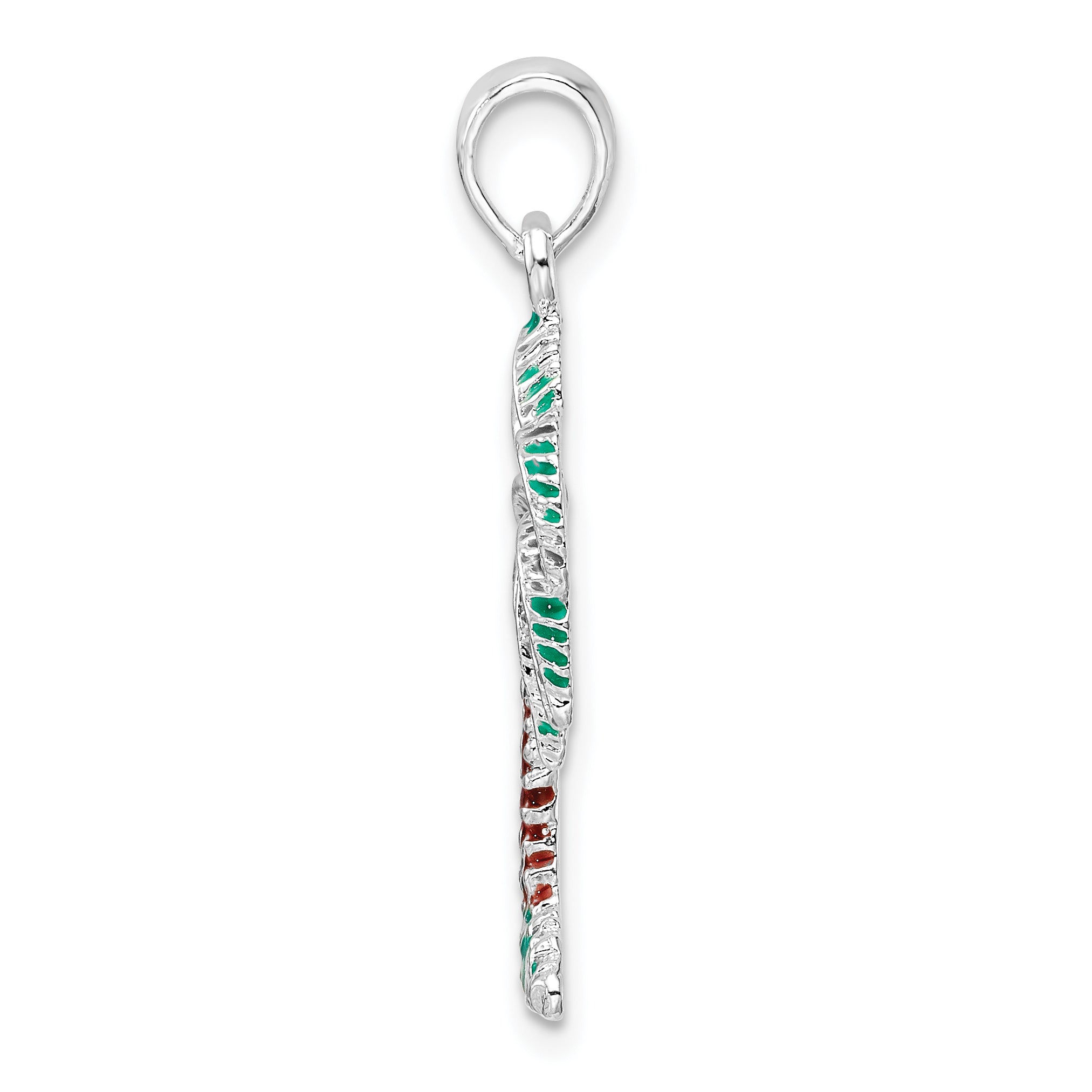 De-Ani Sterling Silver Rhodium-Plated Polished Enameled Palmetto Pendant Secondary image