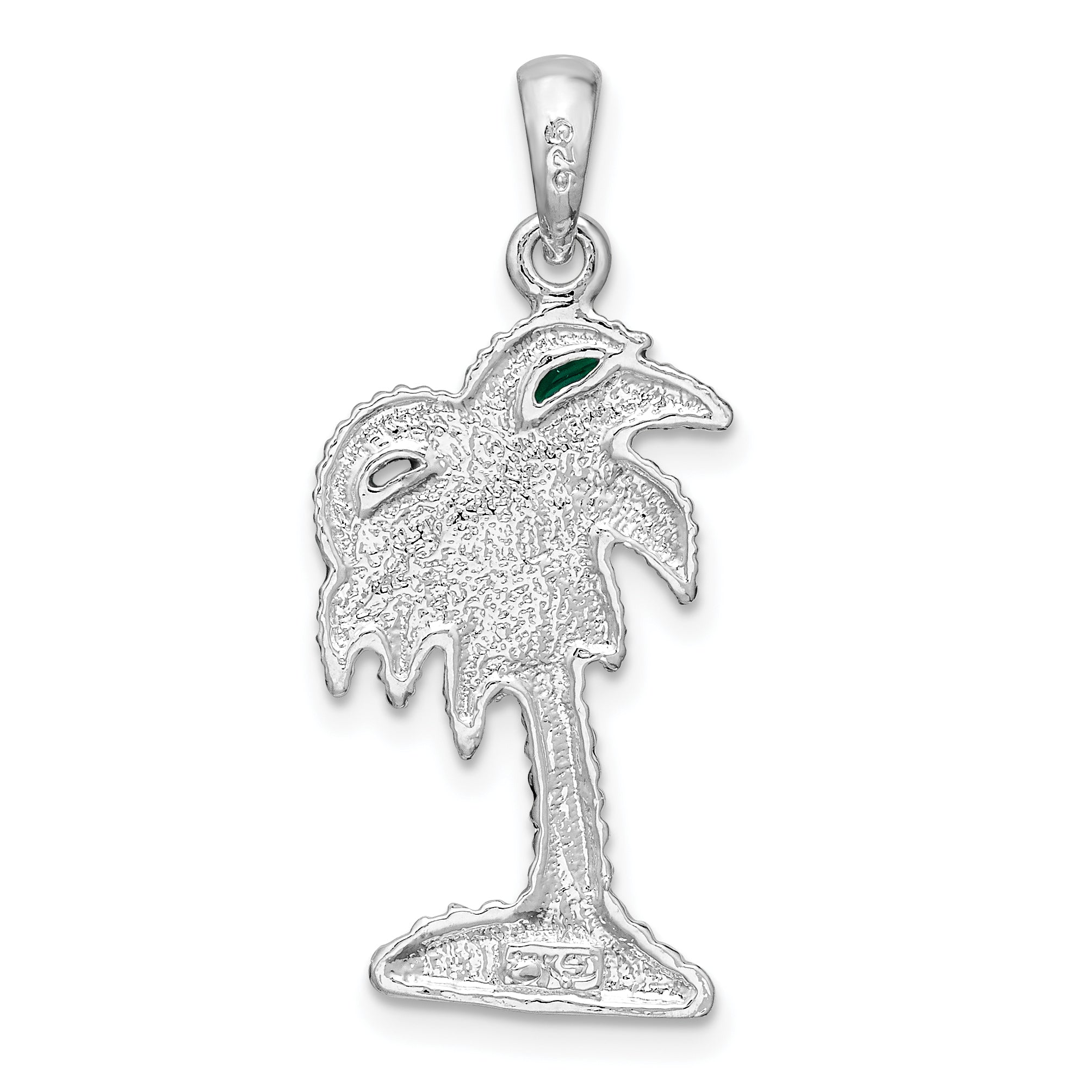 De-Ani Sterling Silver Rhodium-Plated Polished Enameled Palmetto Pendant