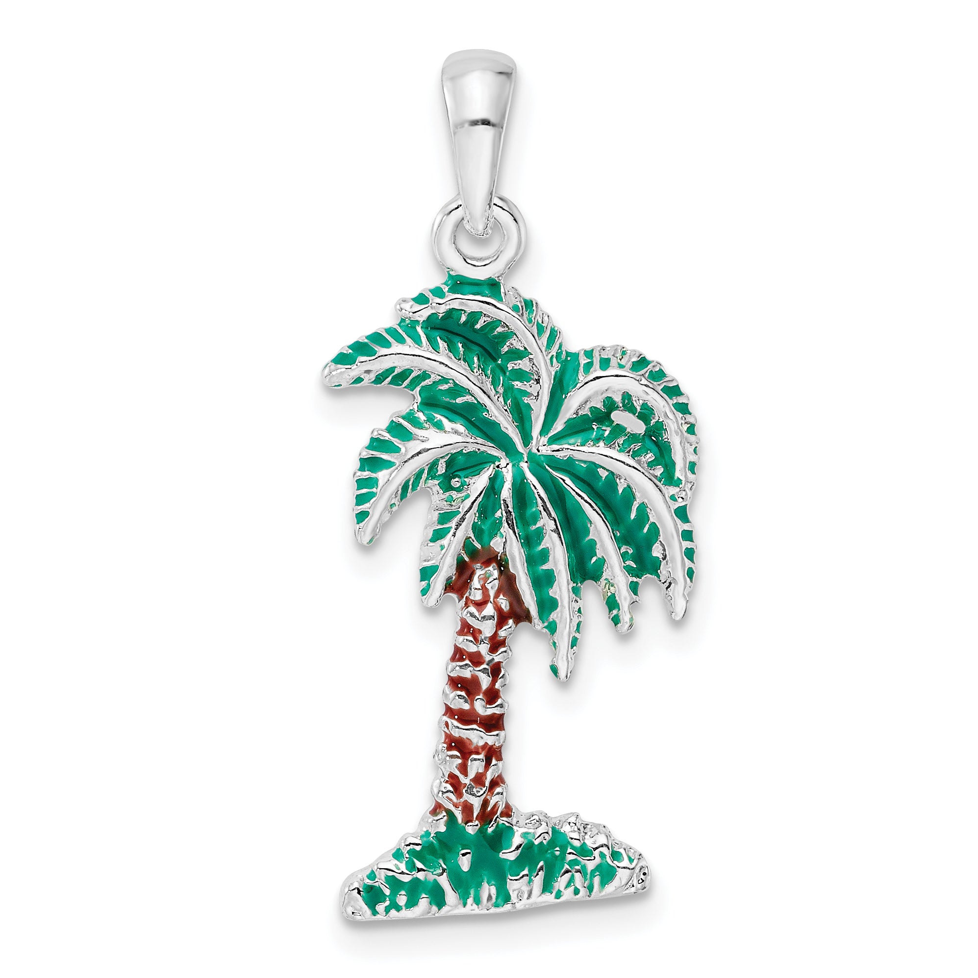 De-Ani Sterling Silver Rhodium-Plated Polished Enameled Palmetto Pendant Main image