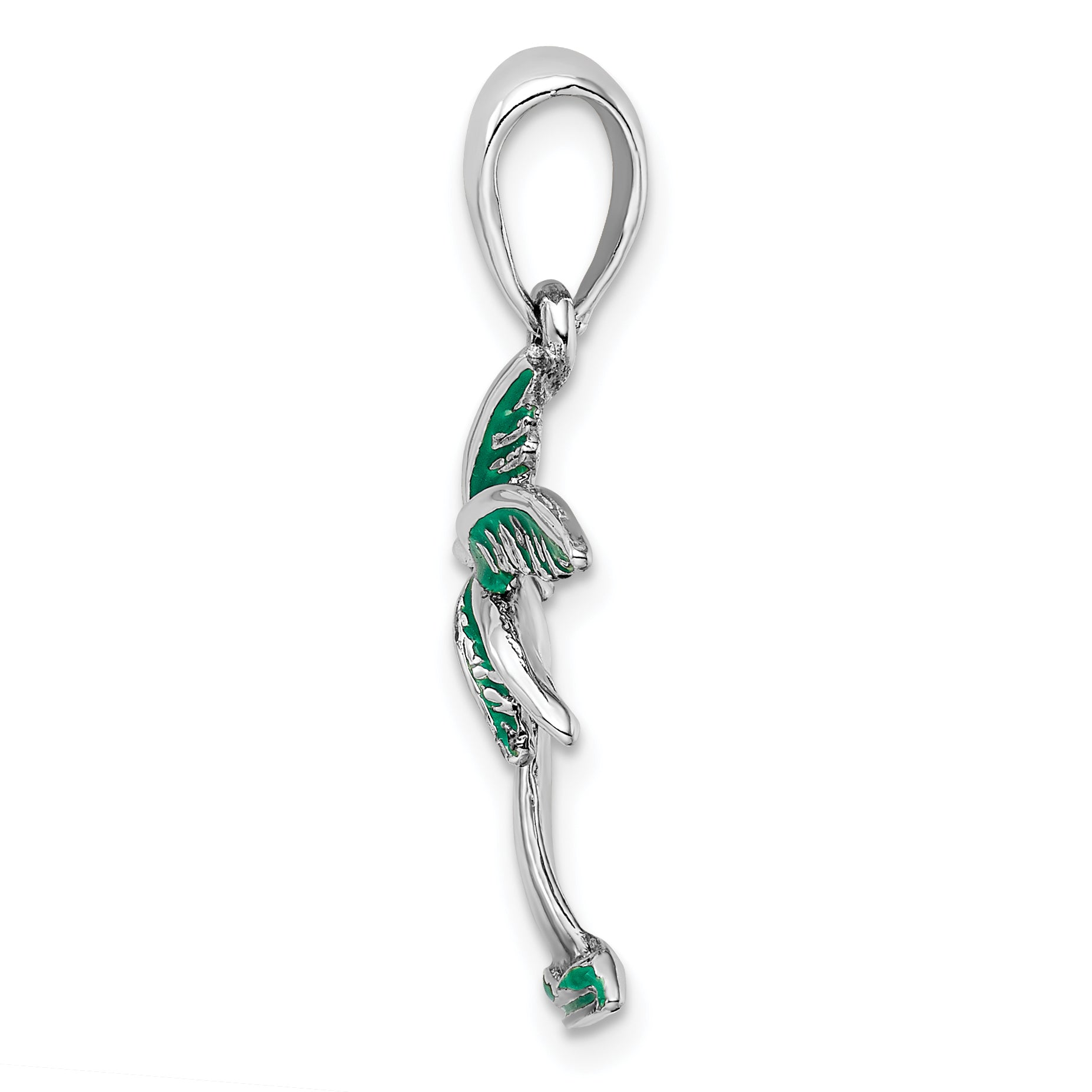 De-Ani Sterling Silver Rhodium-Plated Polished Enameled Palm Tree Pendant Secondary image