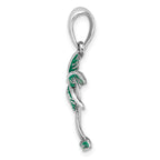 De-Ani Sterling Silver Rhodium-Plated Polished Enameled Palm Tree Pendant