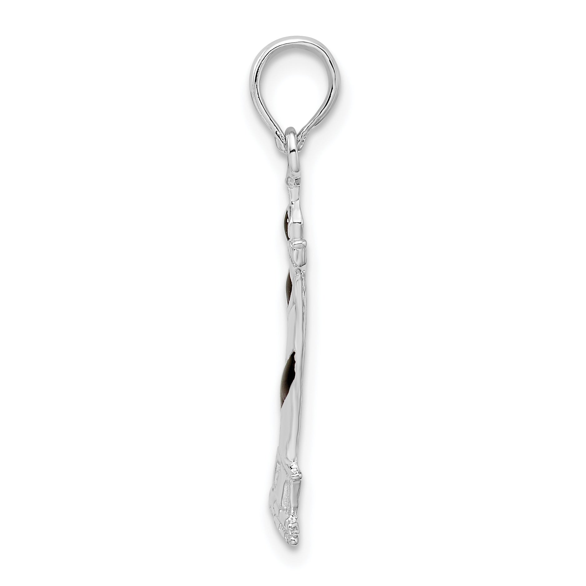 De-Ani Sterling Silver Rhodium-Plated Enameled Cape Hatteras Lighthouse Pendant Secondary image