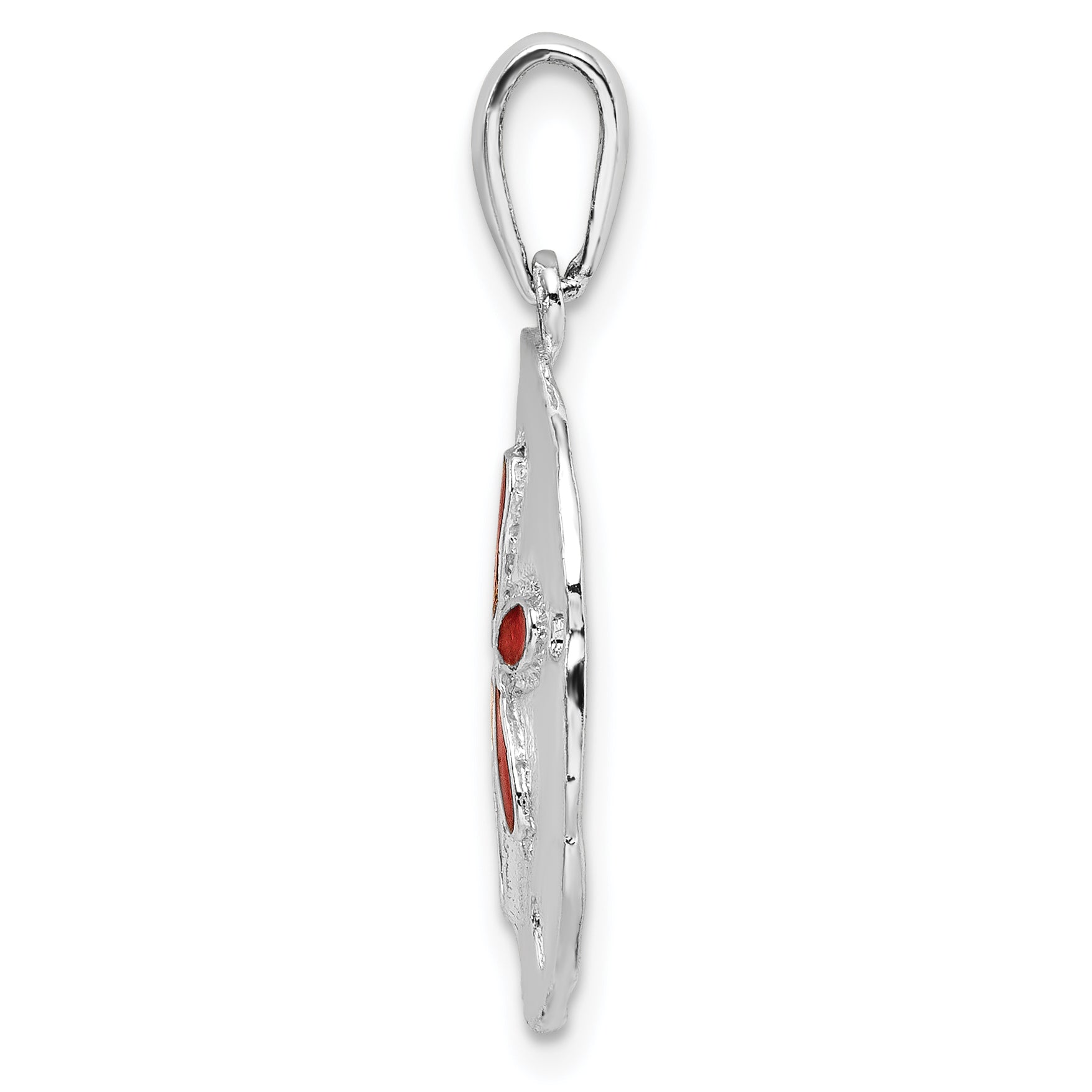 De-Ani Sterling Silver Rhodium-Plated Polished Enameled Sand Dollar Pendant Secondary image