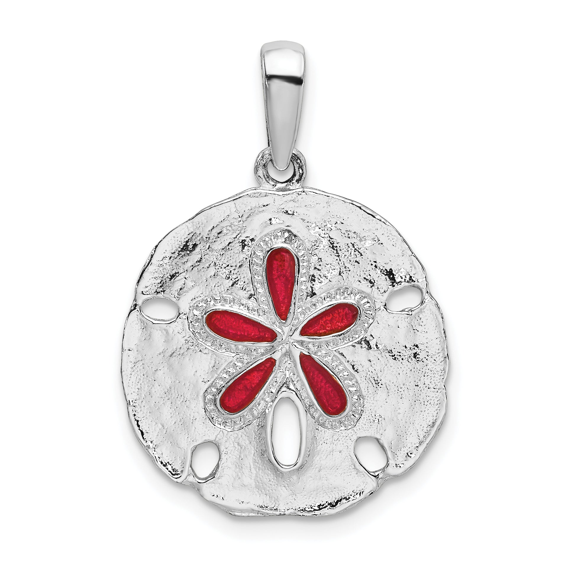De-Ani Sterling Silver Rhodium-Plated Polished Enameled Sand Dollar Pendant Main image