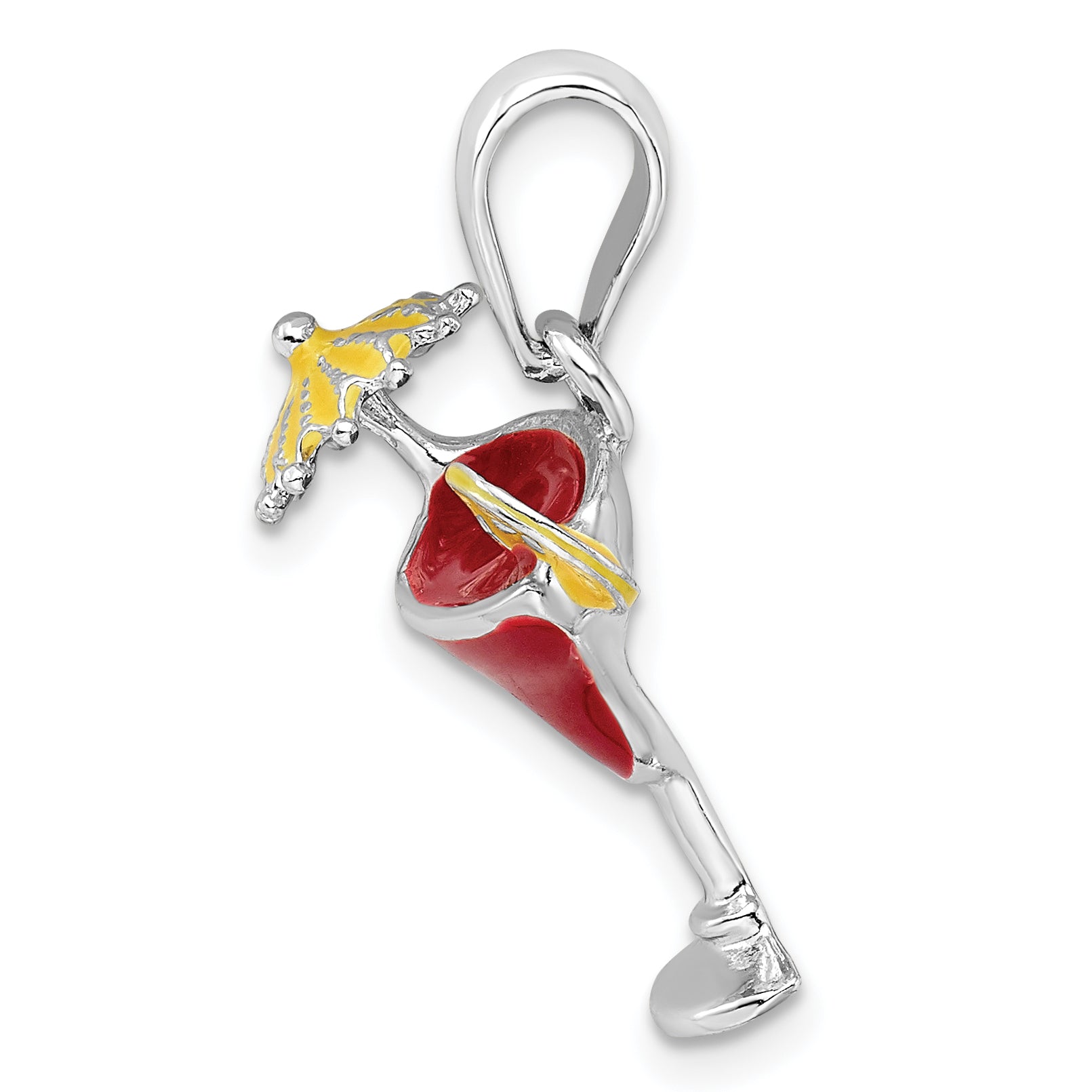 De-Ani Sterling Silver Rhodium-Plated Polished Enameled Margarita Pendant Secondary image