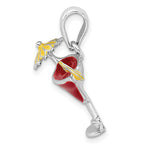 De-Ani Sterling Silver Rhodium-Plated Polished Enameled Margarita Pendant