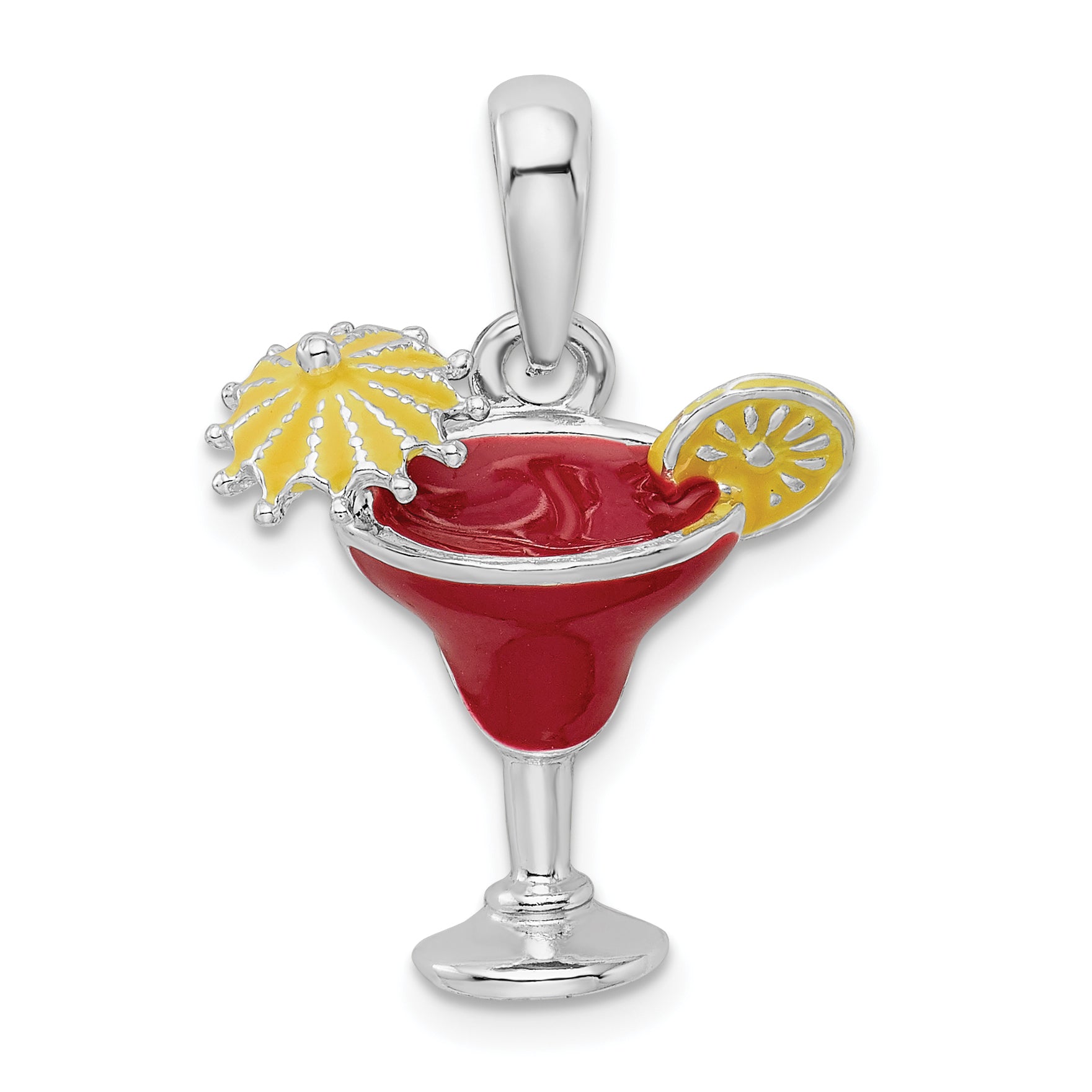 De-Ani Sterling Silver Rhodium-Plated Polished Enameled Margarita Pendant Main image