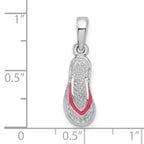 De-Ani Sterling Silver Rhodium-Plated Enameled Pink Flip-flop Pendant