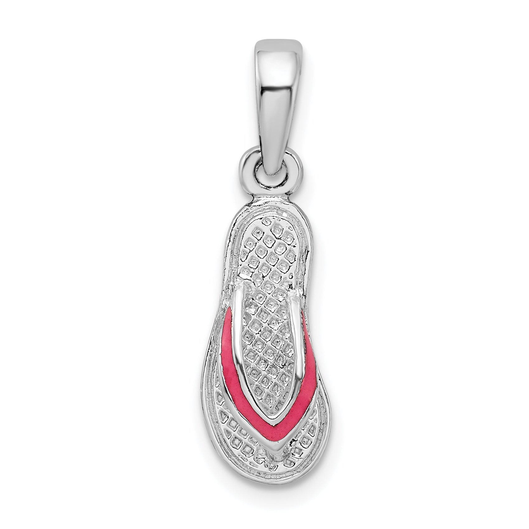 De-Ani Sterling Silver Rhodium-Plated Enameled Pink Flip-flop Pendant Main image