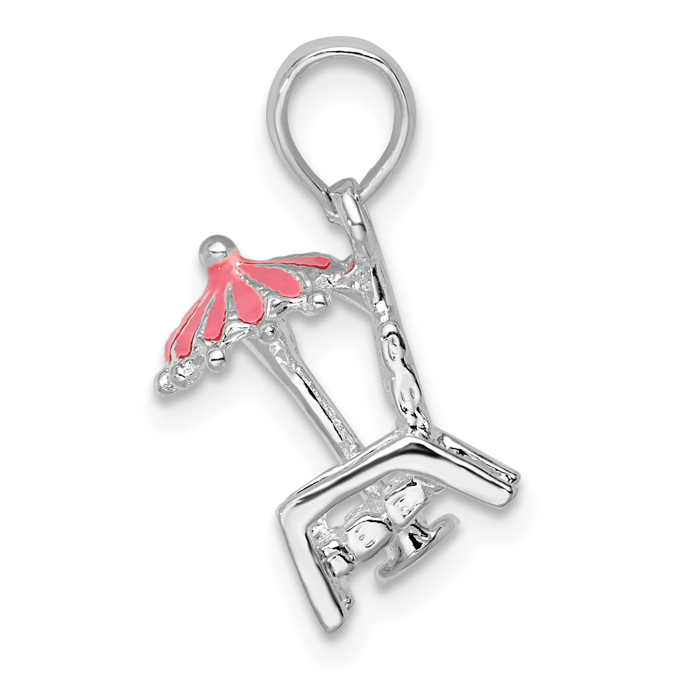 De-Ani Sterling Silver Rhodium-Plated 3D Enameled Beach Chair Pendant Secondary image