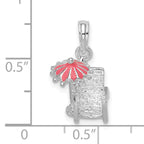 De-Ani Sterling Silver Rhodium-Plated 3D Enameled Beach Chair Pendant