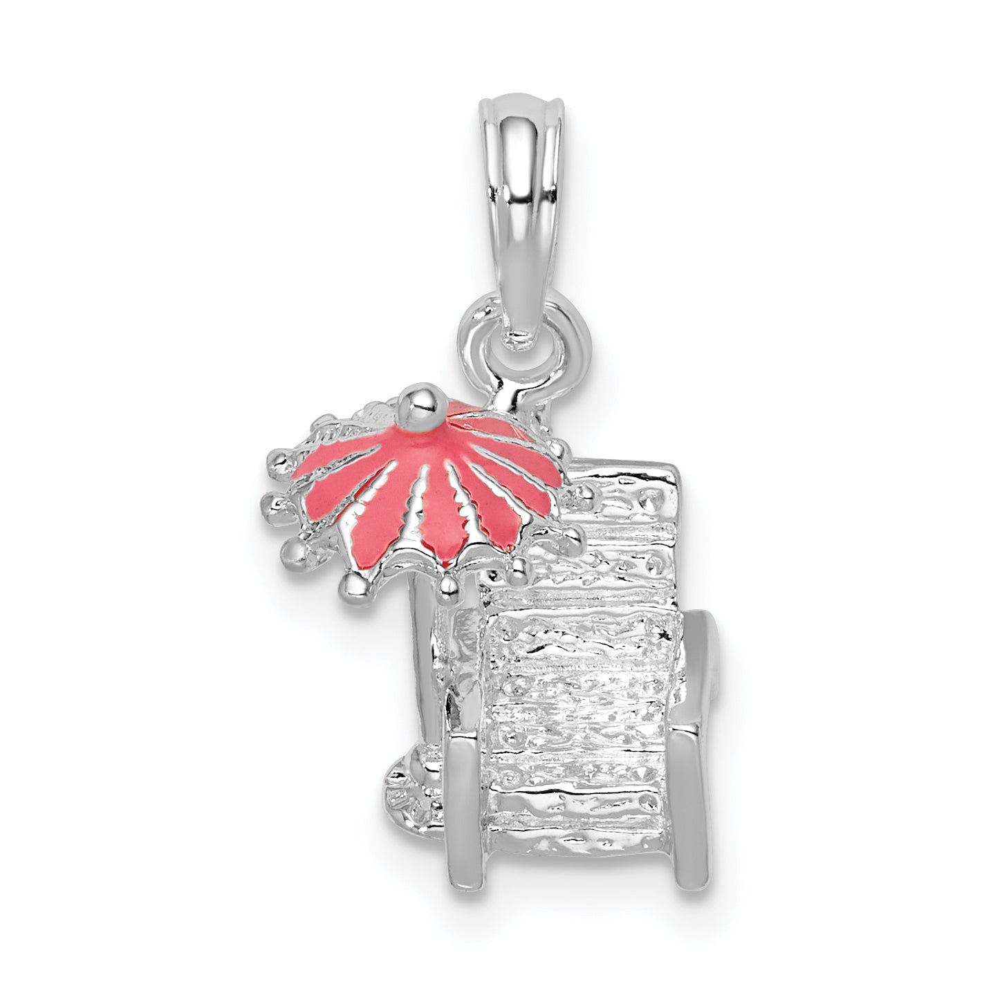 De-Ani Sterling Silver Rhodium-Plated 3D Enameled Beach Chair Pendant Main image