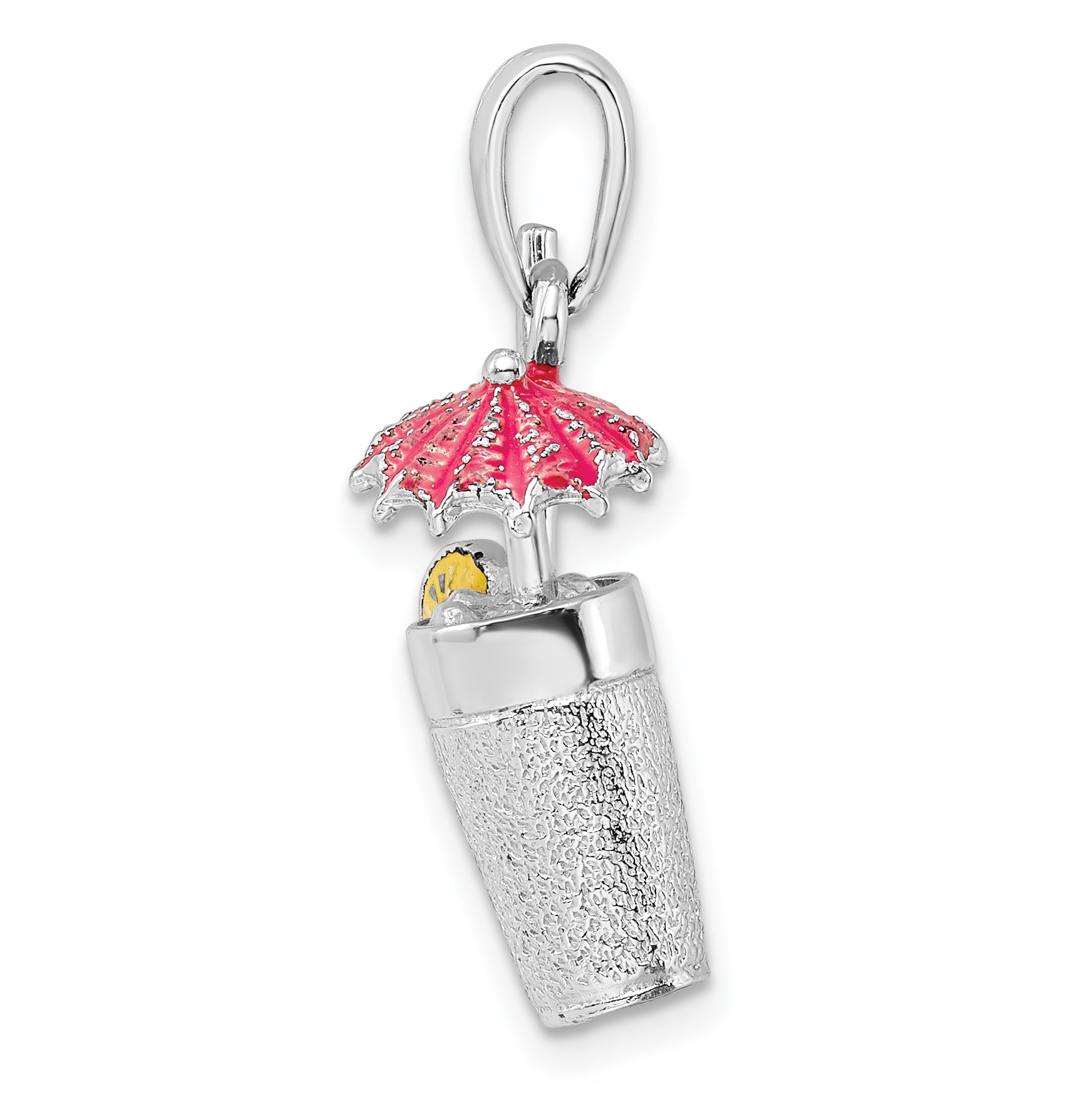 De-Ani Sterling Silver Rhodium-Plated 3D Enameled Cocktail Drink Pendant Secondary image