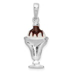De-Ani Sterling Silver Rhodium-Plated Enameled Chocolate Sundae Pendant