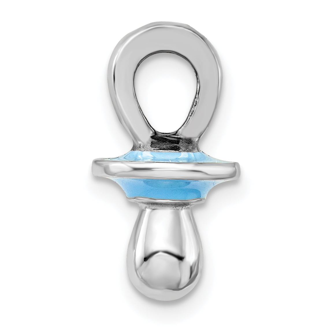 De-Ani Sterling Silver Rhodium-Plated 3D Blue Enameled Pacifier Pendant Secondary image