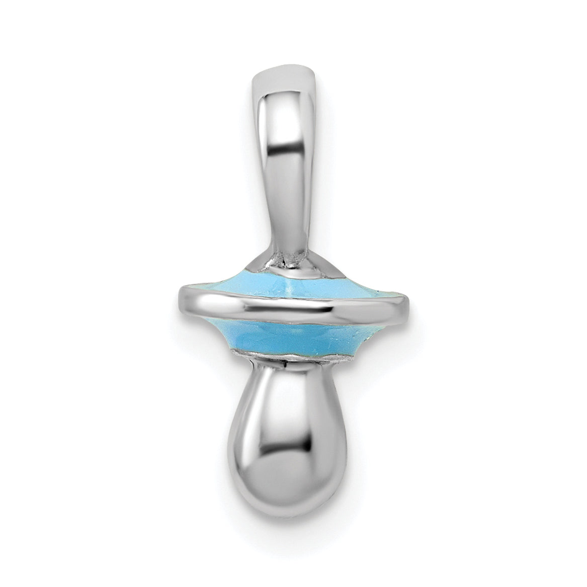 De-Ani Sterling Silver Rhodium-Plated 3D Blue Enameled Pacifier Pendant Main image