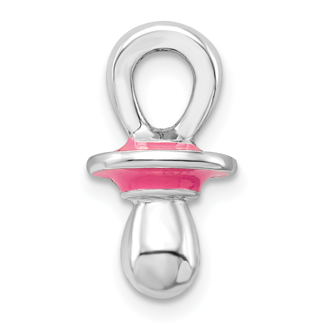 De-Ani Sterling Silver Rhodium-Plated 3D Pink Enameled Pacifier Pendant Secondary image