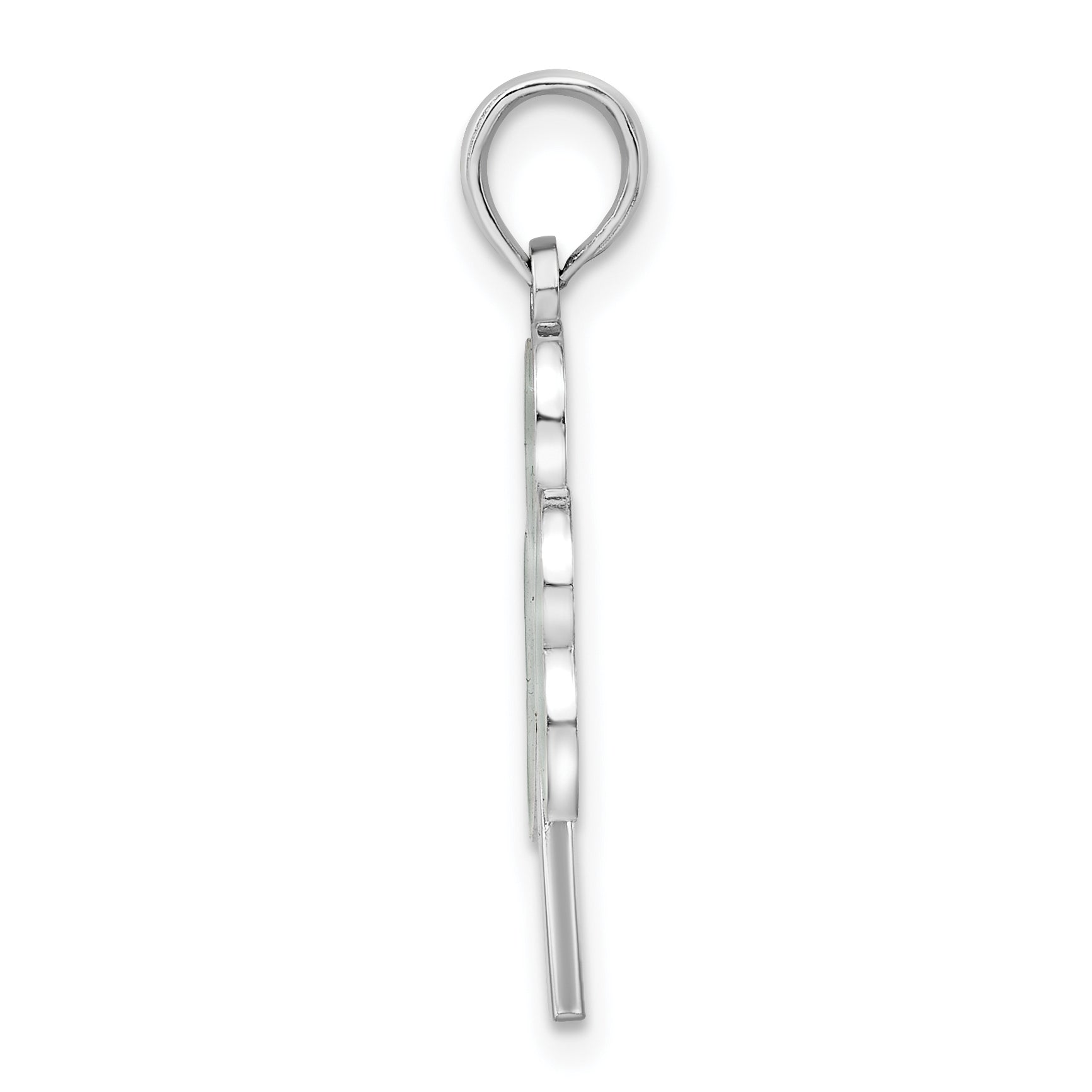 De-Ani Sterling Silver Rhodium-Plated Polished Enameled Shamrock Pendant Secondary image