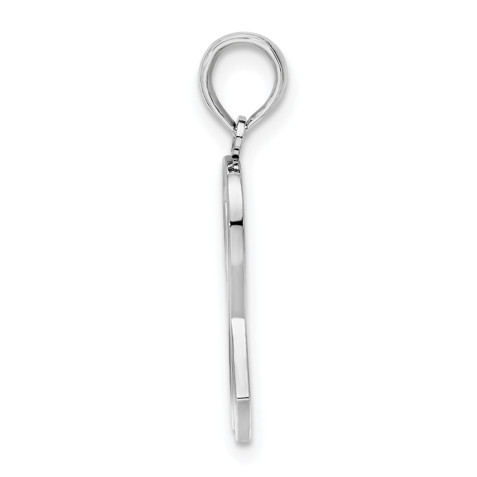 De-Ani Sterling Silver Rhodium-Plated Polished Enameled Pink Ribbon Pendant