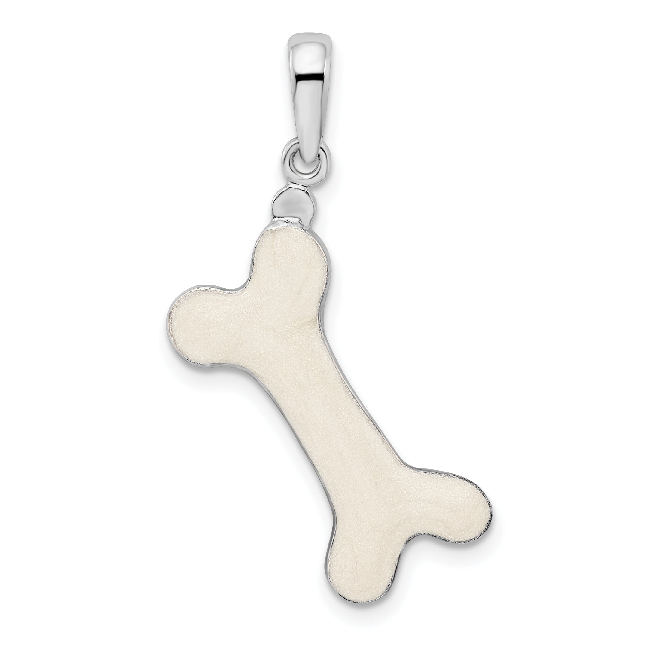De-Ani Sterling Silver Rhodium-Plated Polished 3D Enameled Dog Bone Pendant Main image