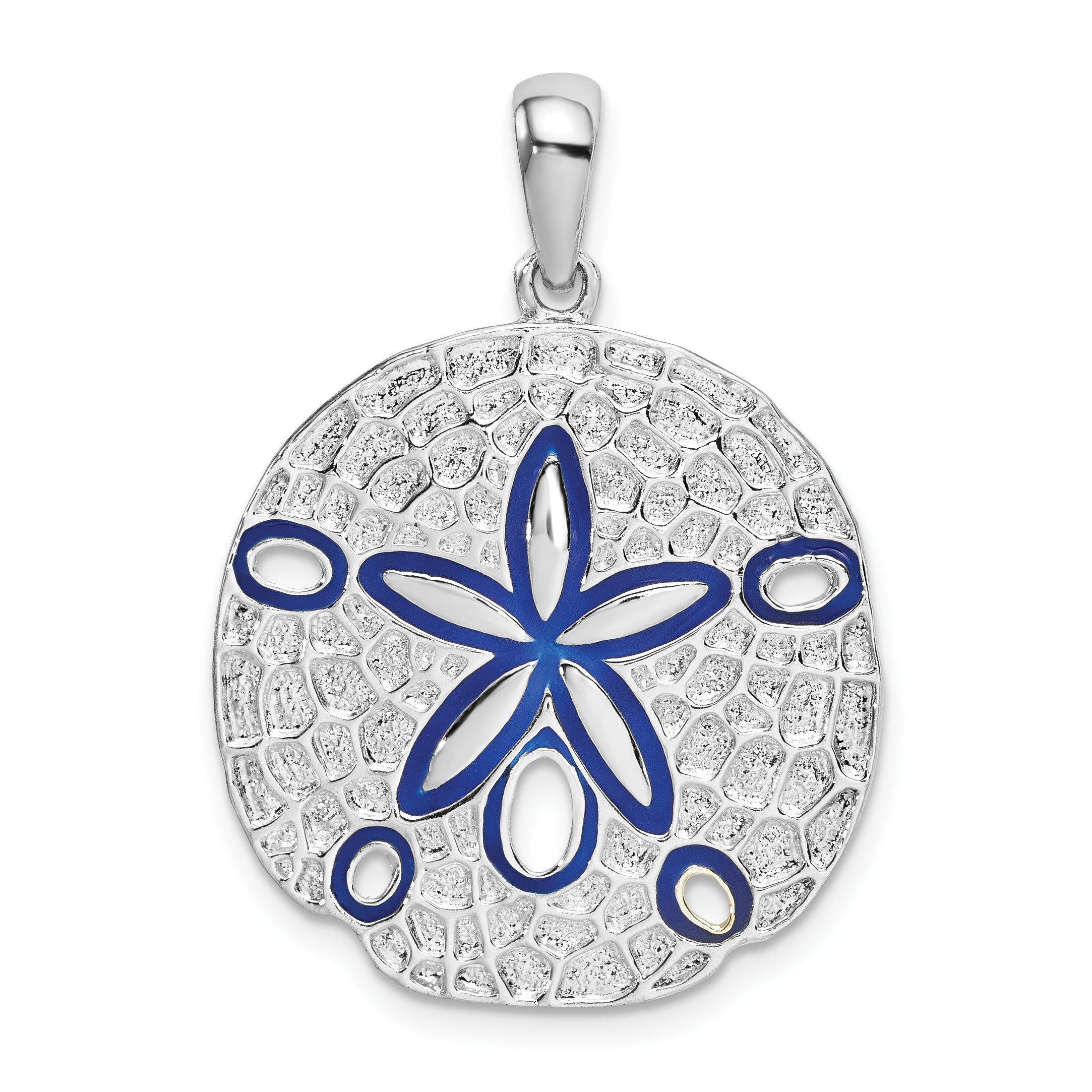 De-Ani Sterling Silver Rhodium-Plated Polished Enameled Sand Dollar Pendant Main image