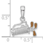 De-Ani Sterling Silver Rhodium-Plated Polished 3D Enameled Golf Bag Pendant