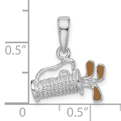 De-Ani Sterling Silver Rhodium-Plated Polished 3D Enameled Golf Bag Pendant