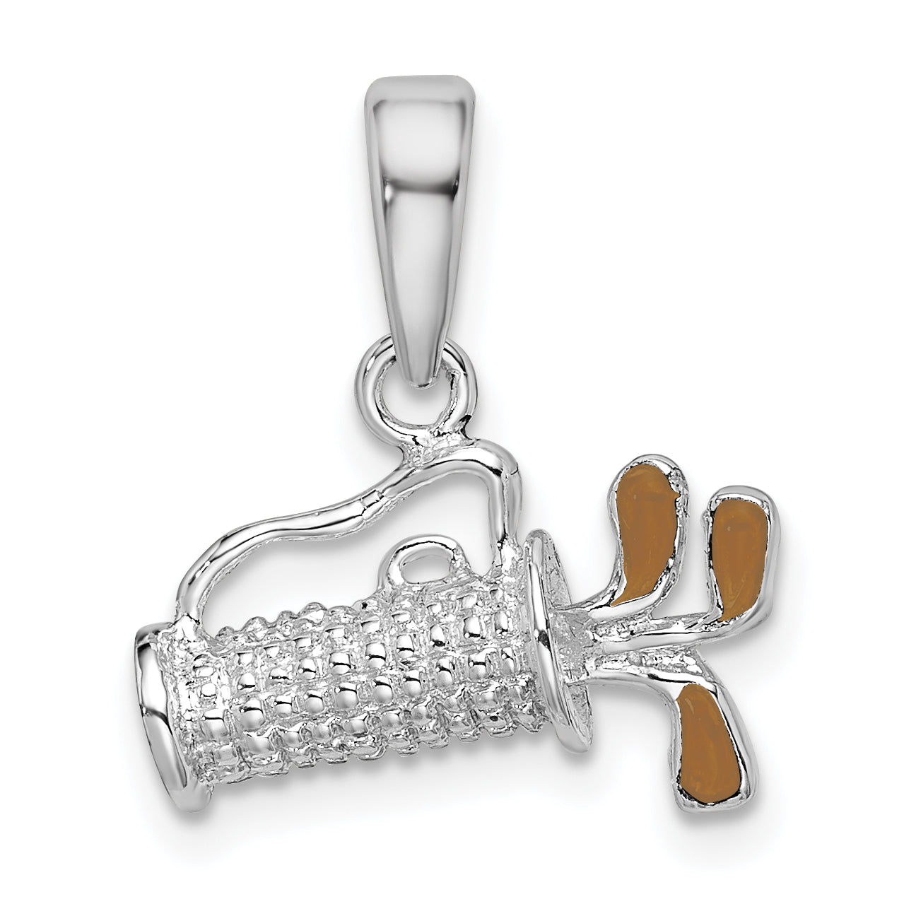 De-Ani Sterling Silver Rhodium-Plated Polished 3D Enameled Golf Bag Pendant Main image