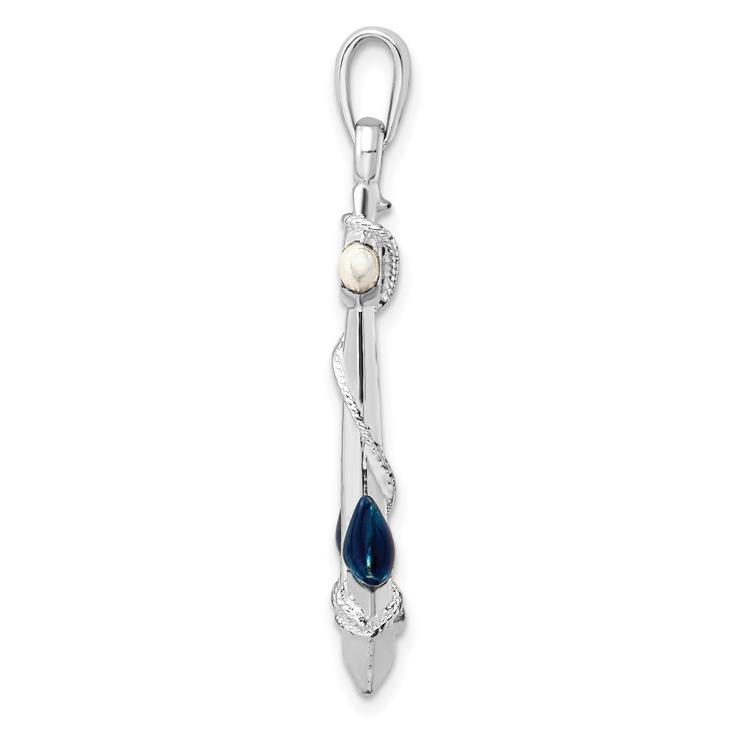 De-Ani Sterling Silver Rhodium-Plated Polished 3D Enameled Anchor Pendant Secondary image