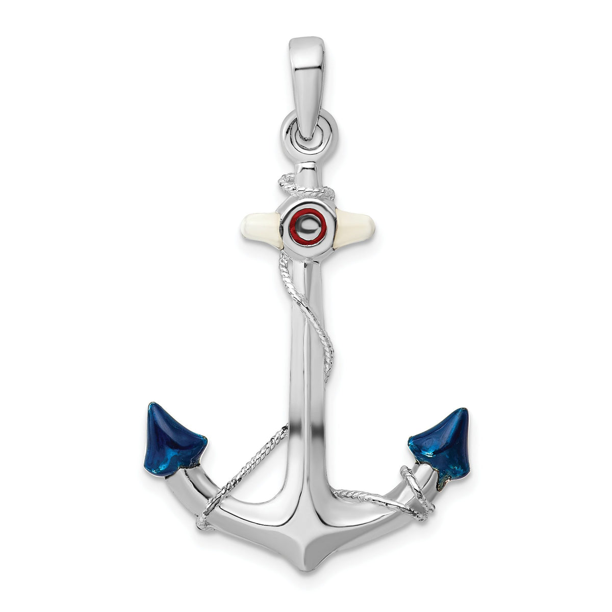 Enameled Anchor Pendant in Sterling Silver, 38mm - Sophia Jewelers Main image