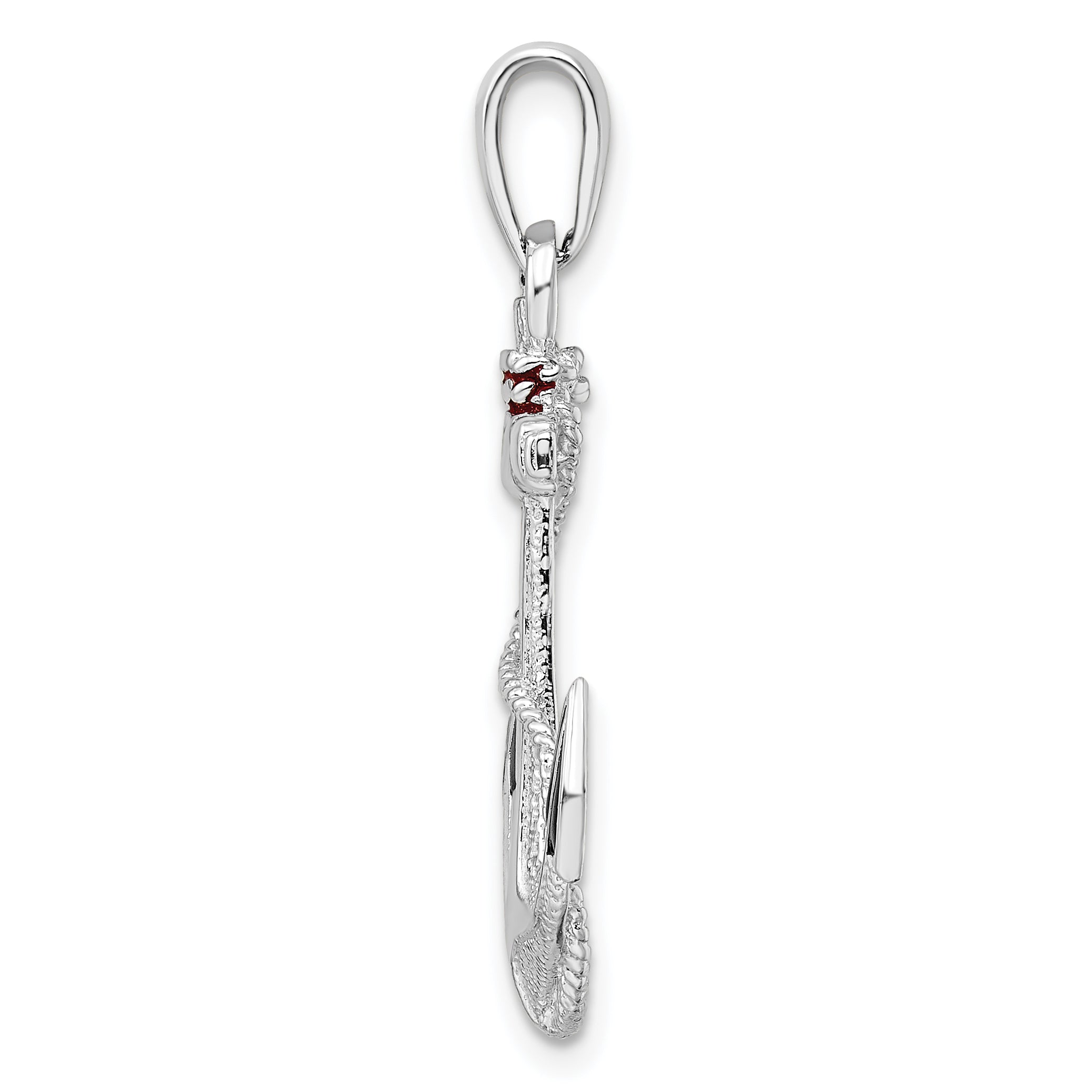 De-Ani Sterling Silver Rhodium-Plated Enameled Anchor with Rope Pendant Secondary image