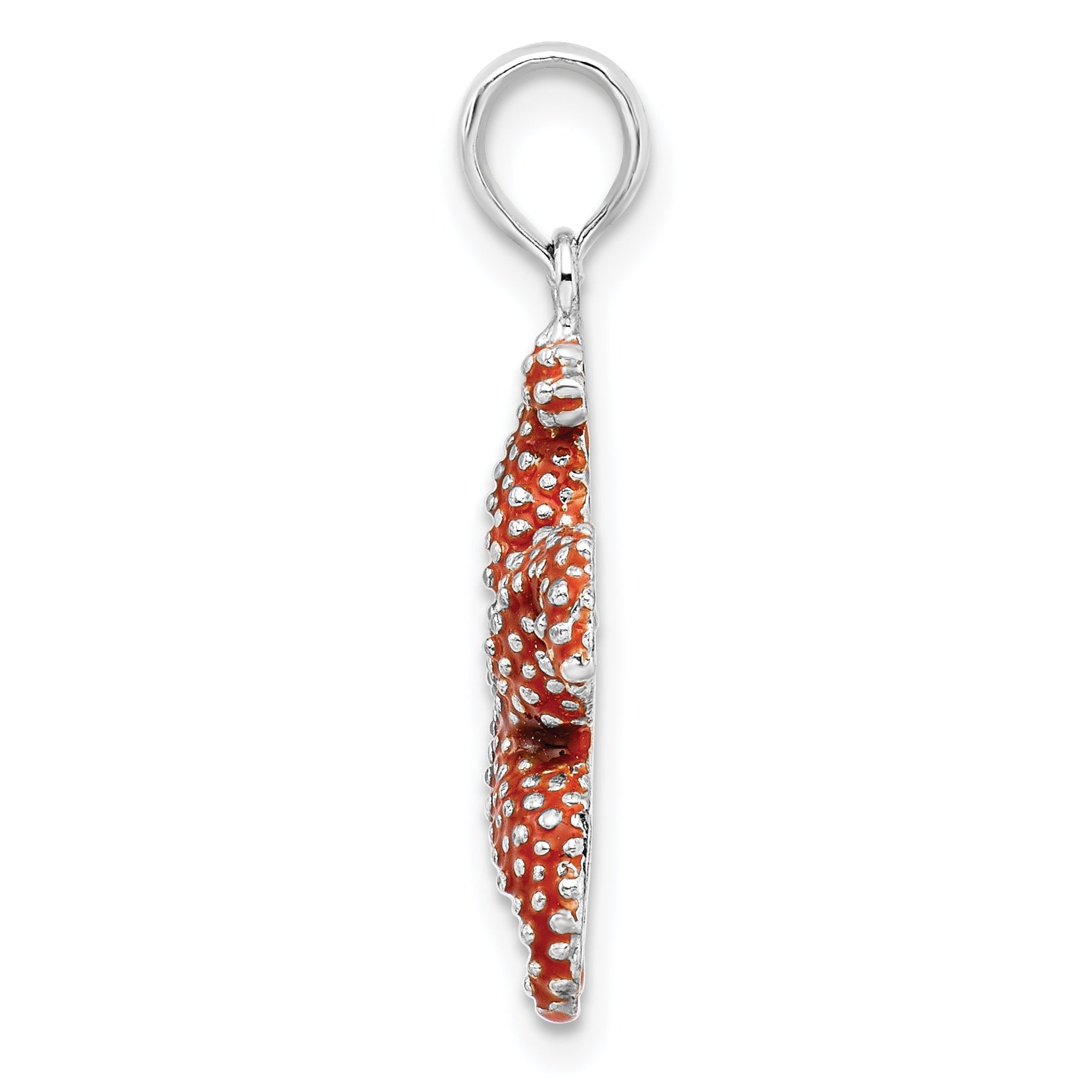 De-Ani Sterling Silver Rhodium-Plated Enameled Orange Starfish Pendant Secondary image