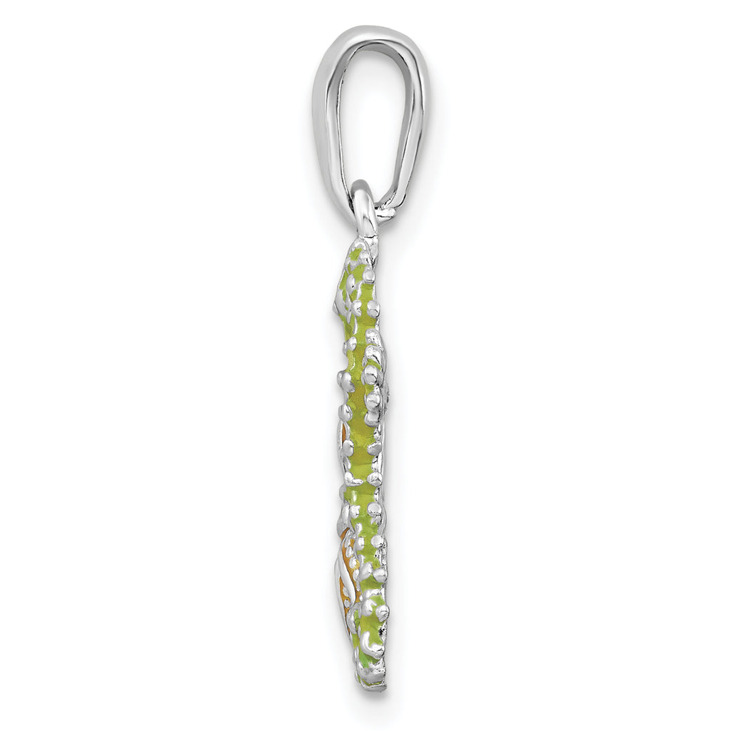 De-Ani Sterling Silver Rhodium-Plated Enameled Starfish and Seahorse Pendant