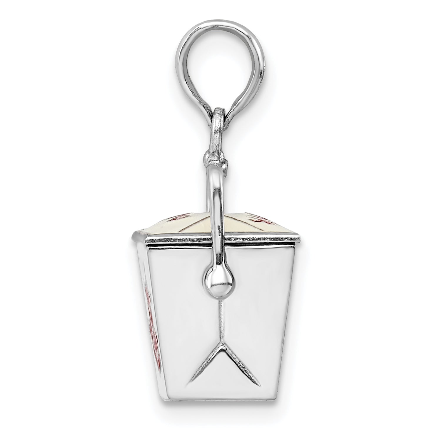 De-Ani Sterling Silver Rhodium-Plated 3D Moveable Enameled Chinese Takeout Pendant Secondary image