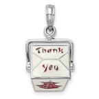 De-Ani Sterling Silver Rhodium-Plated 3D Moveable Enameled Chinese Takeout Pendant