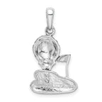 De-Ani Sterling Silver Rhodium-Plated Polished Enameled Golf Ball with Tee Pendant