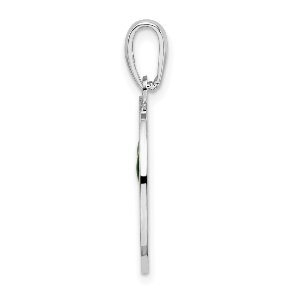 De-Ani Sterling Silver Rhodium-Plated Enameled Traverse City Michigan with Cherry Pendant
