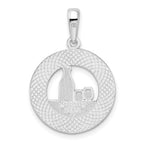 De-Ani Sterling Silver Rhodium-Plated Enameled Traverse City Michigan with Wine Pendant