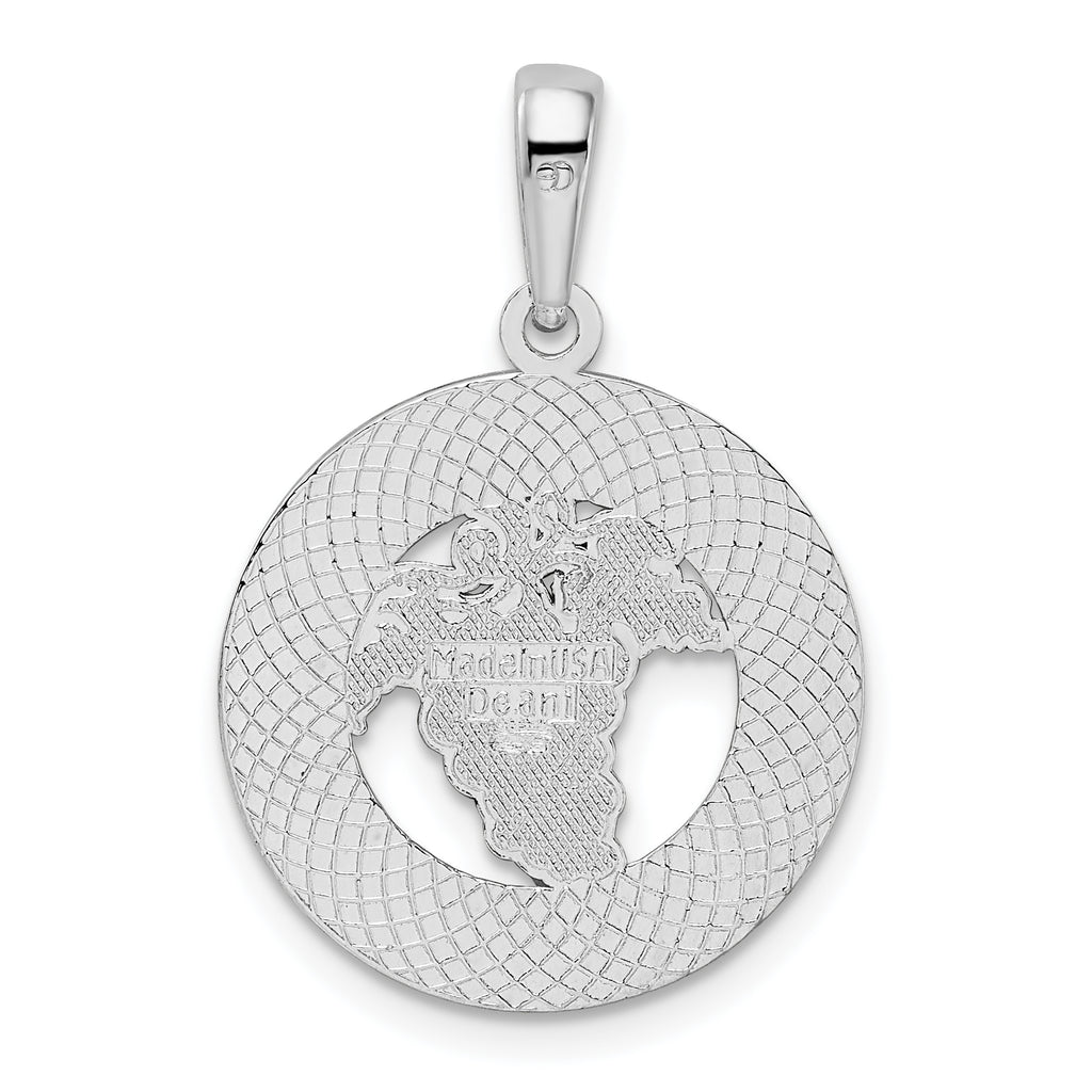 De-Ani Sterling Silver Rhodium-Plated Enameled Traverse City Michigan with Grapes Pendant