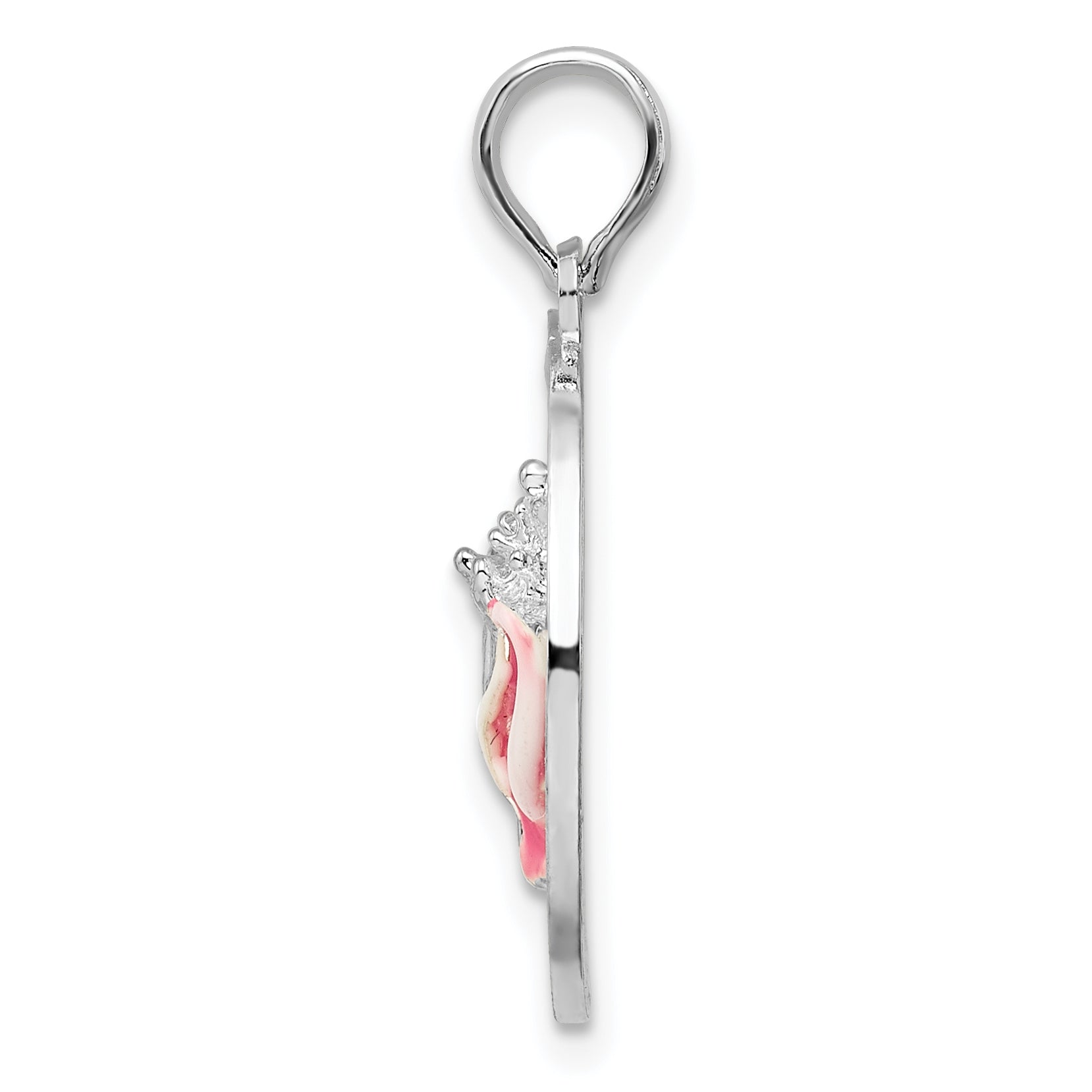 De-Ani Sterling Silver Rhodium-Plated Enameled Turks and Caicos with Shell Pendant Secondary image