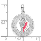 De-Ani Sterling Silver Rhodium-Plated Enameled Turks and Caicos with Shell Pendant