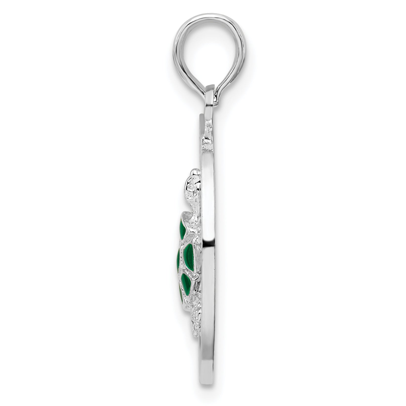 De-Ani Sterling Silver Rhodium-Plated Enameled Turks and Caicos with Turtle Pendant Secondary image