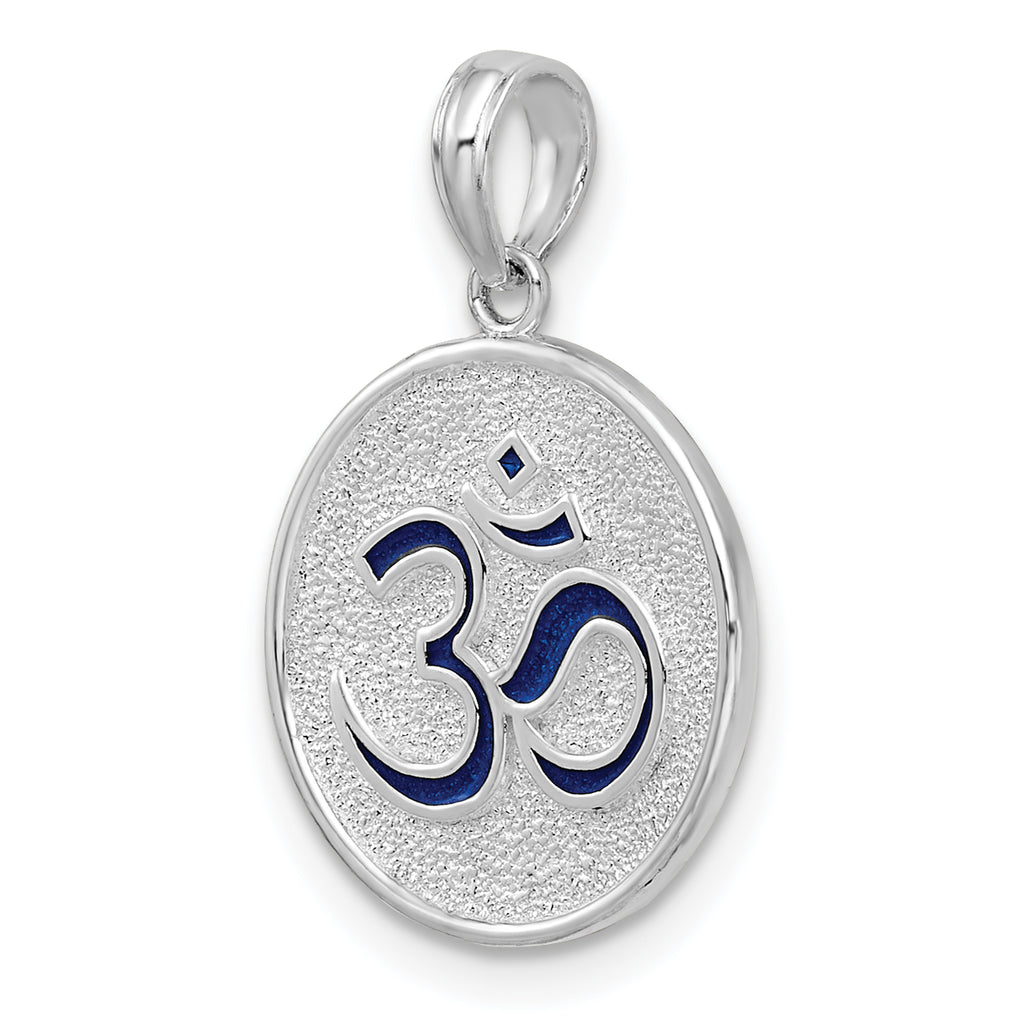 De-Ani Sterling Silver Rhodium-Plated Reversible Enameled Ohm Lotus Pendant