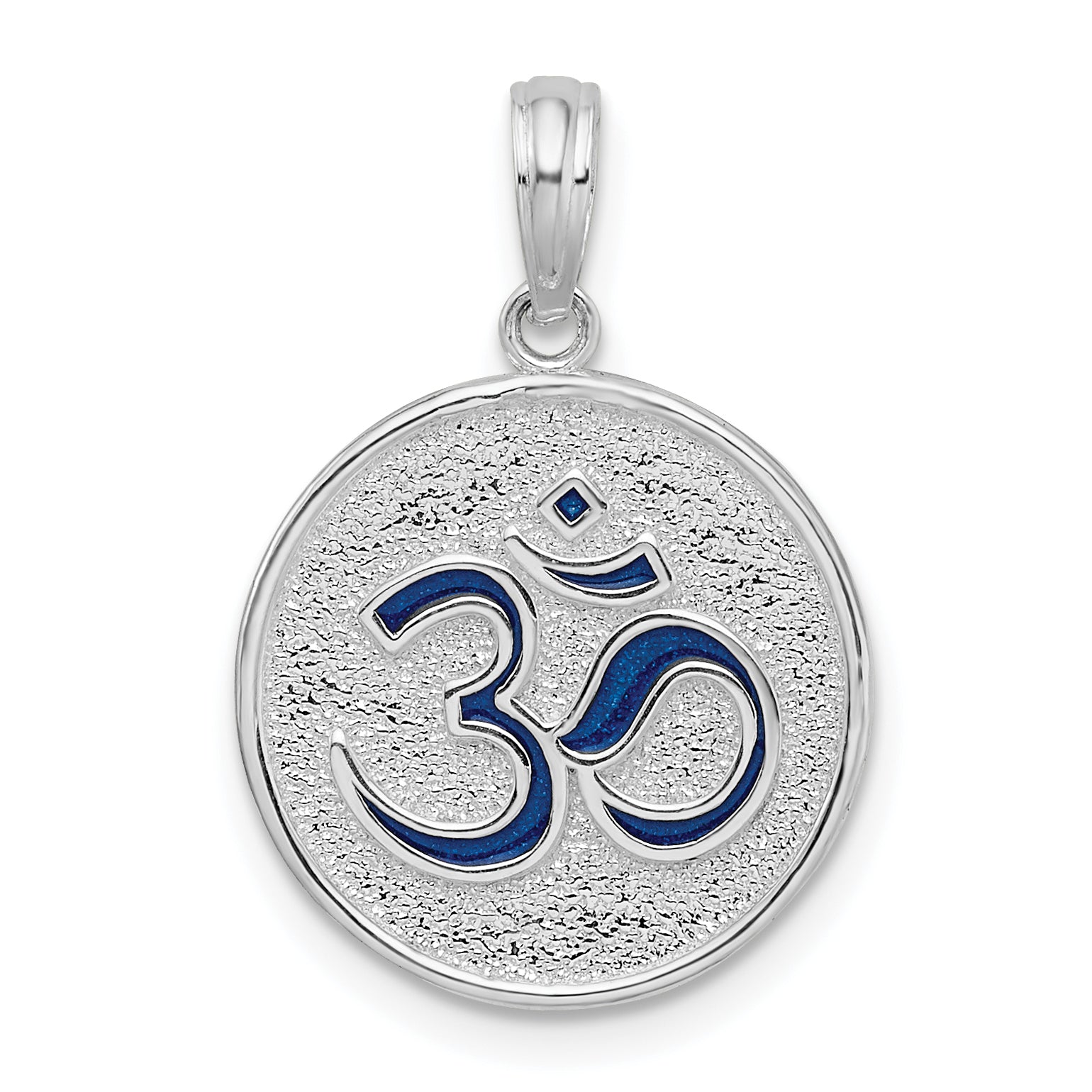 De-Ani Sterling Silver Rhodium-Plated Reversible Enameled Ohm Lotus Pendant Main image