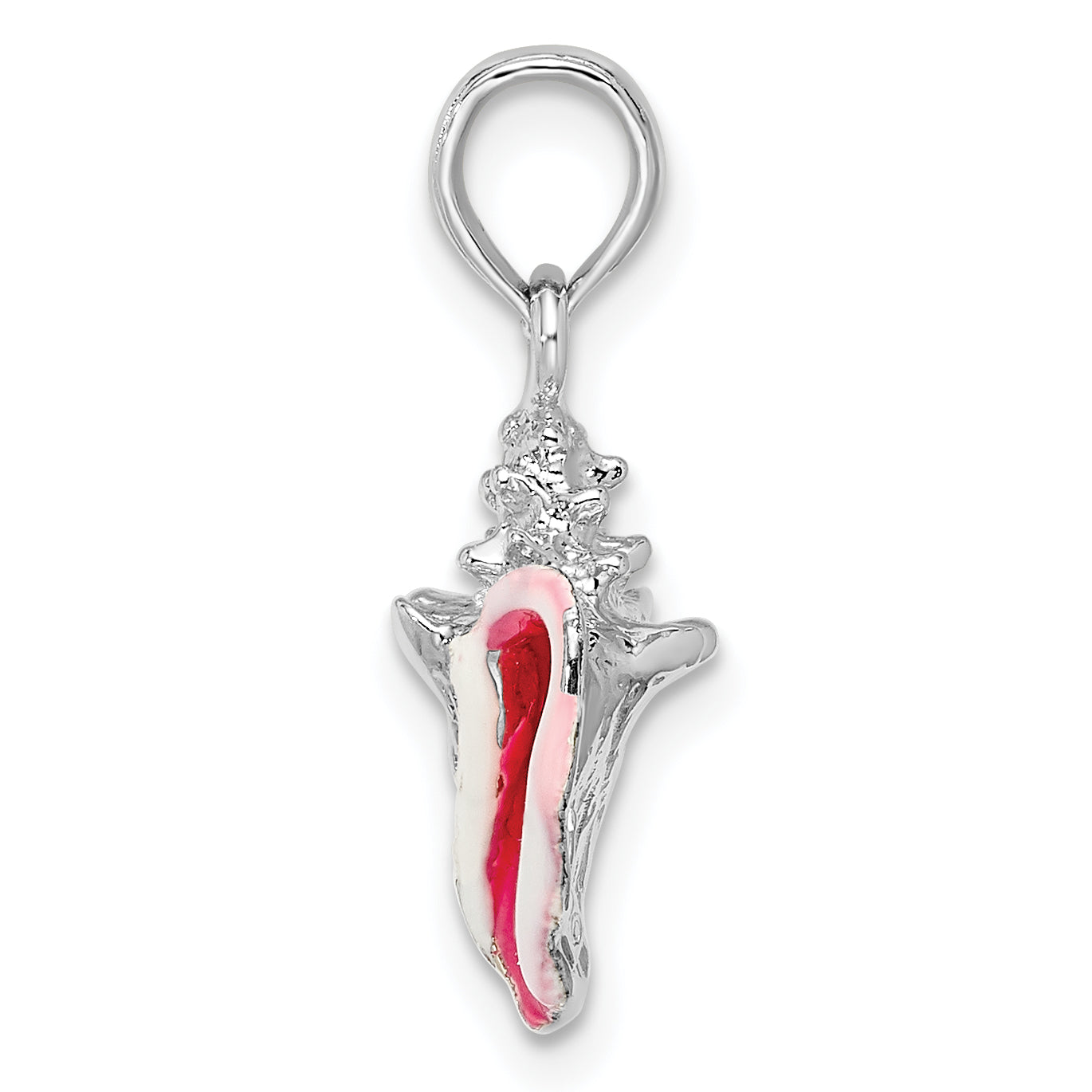 De-Ani Sterling Silver Rhodium-plated Polished Enameled Small Conch Shell Pendant Secondary image