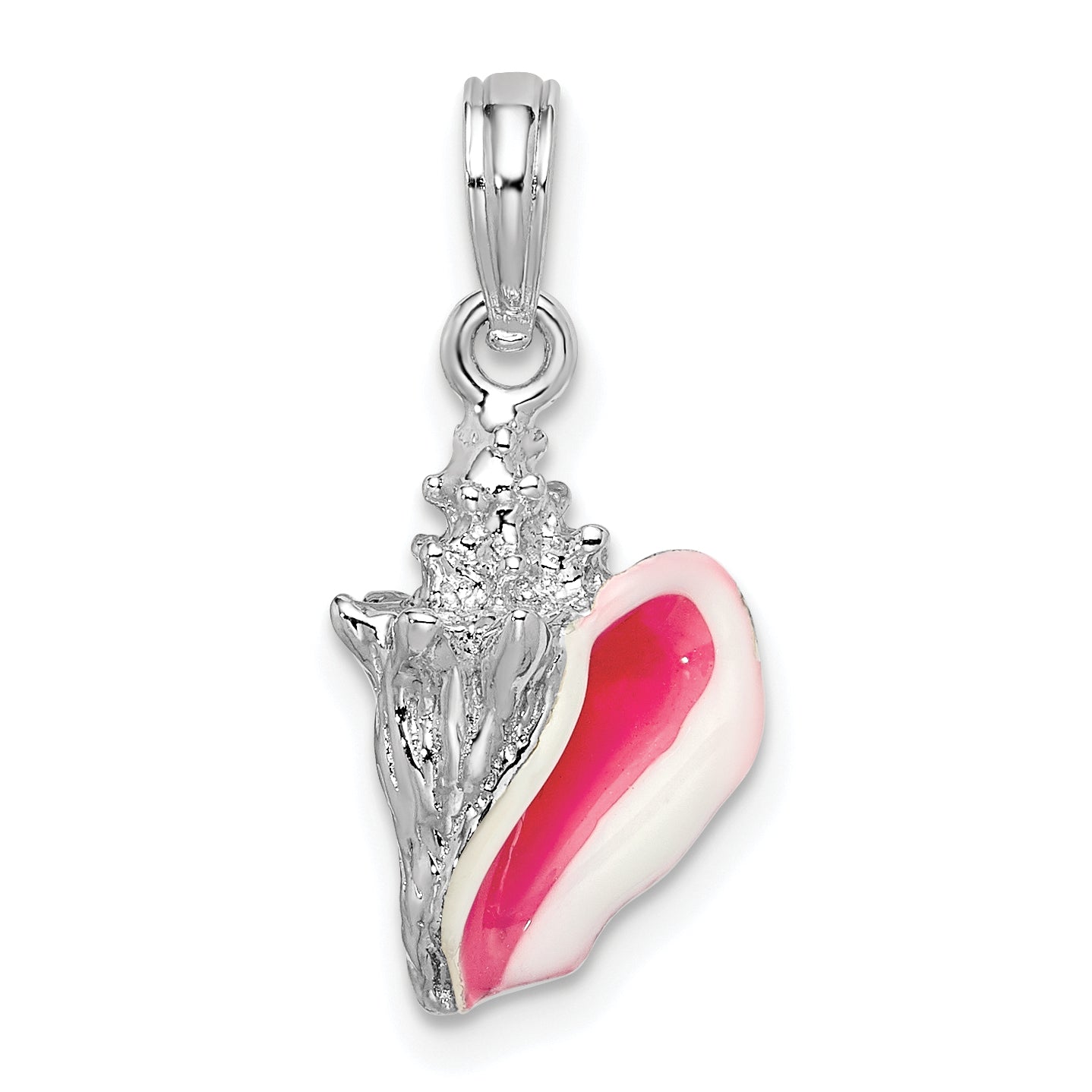 De-Ani Sterling Silver Rhodium-plated Polished Enameled Small Conch Shell Pendant Main image