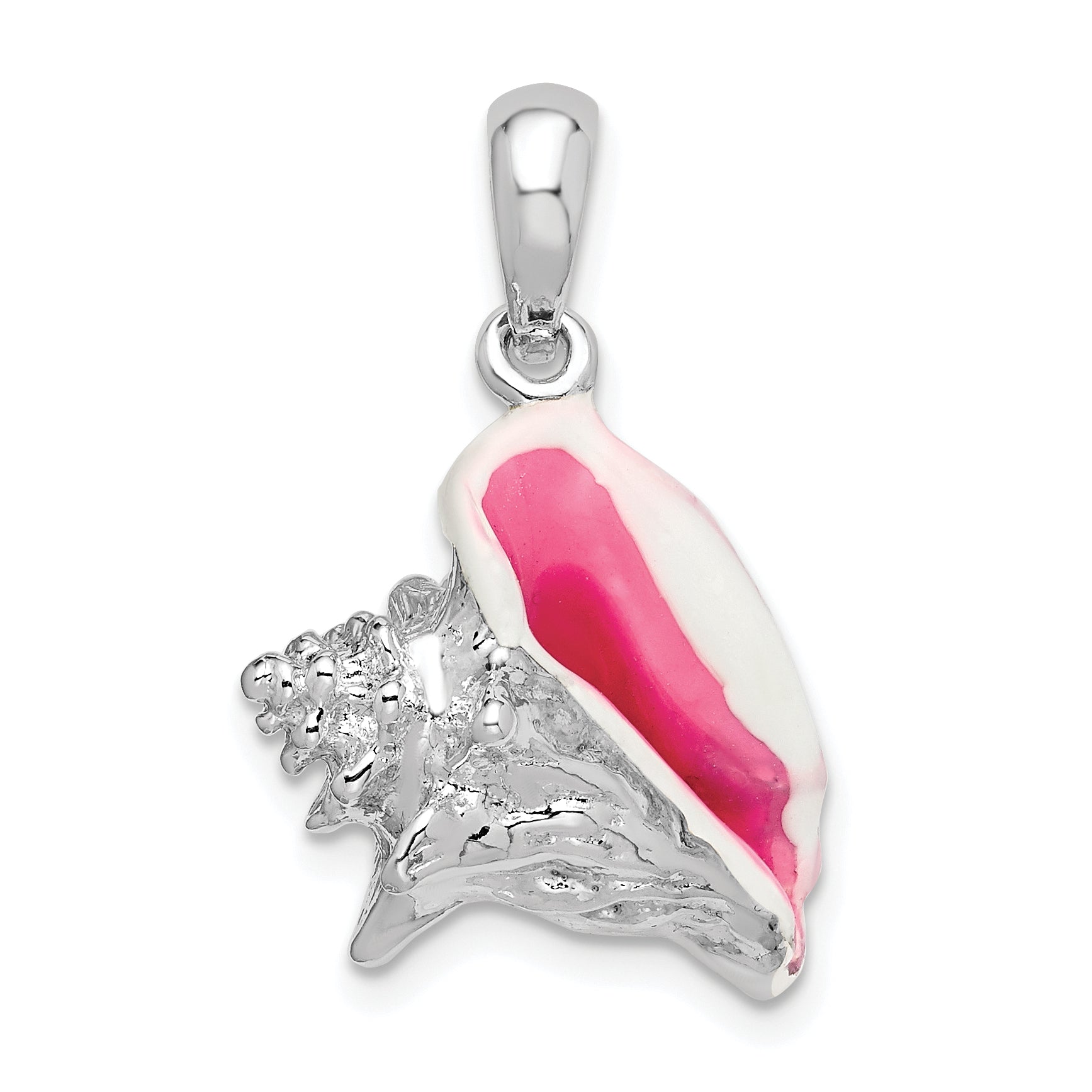 De-Ani Sterling Silver Rhodium-Plated Enameled Medium Conch Shell Pendant Main image