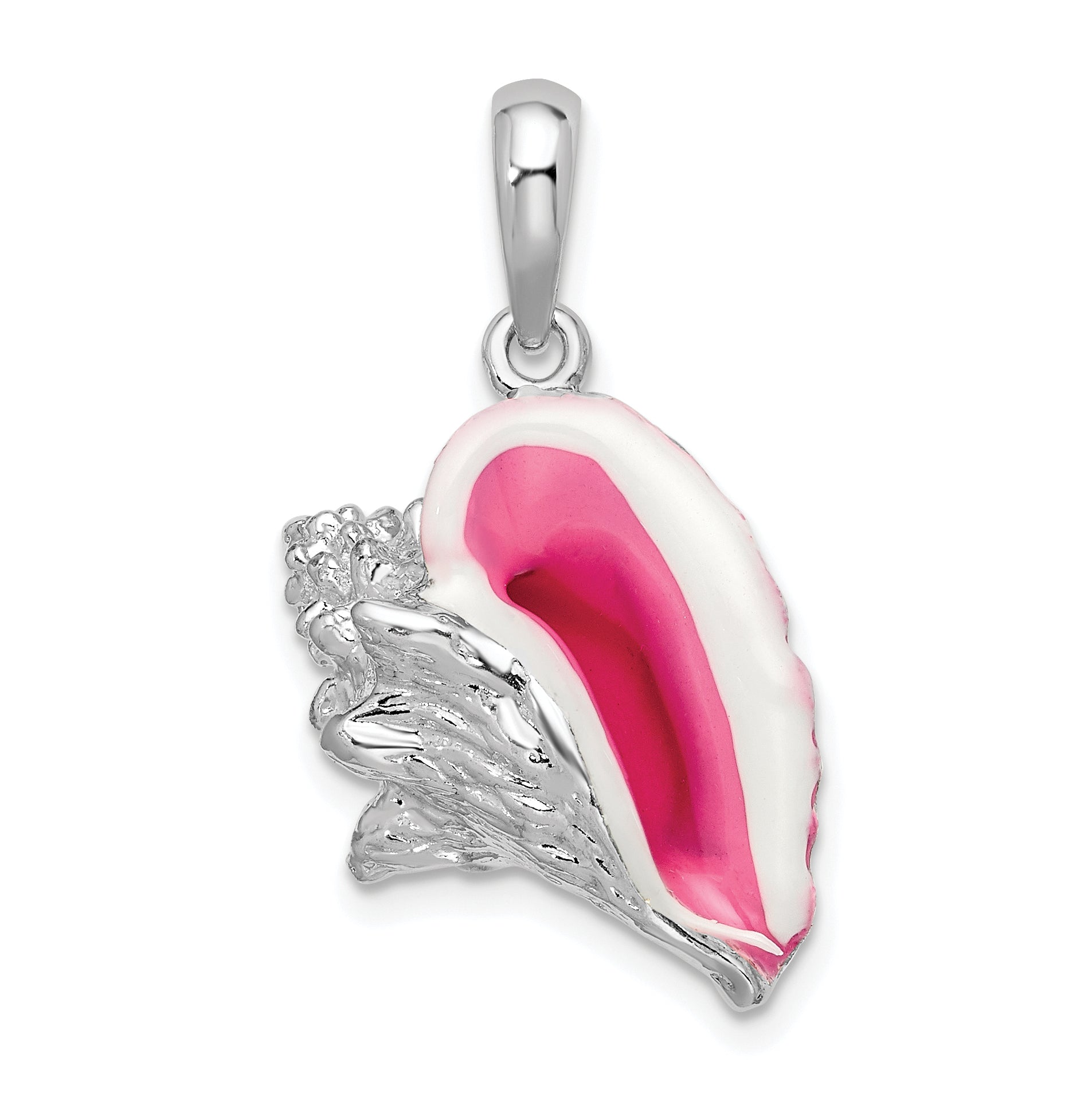 De-Ani Sterling Silver Rhodium-Plated Enameled Large Conch Shell Pendant Main image