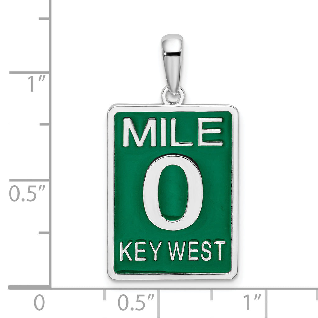 De-Ani Sterling Silver Rhodium-Plated Enameled Large Key West Mile 0 Pendant